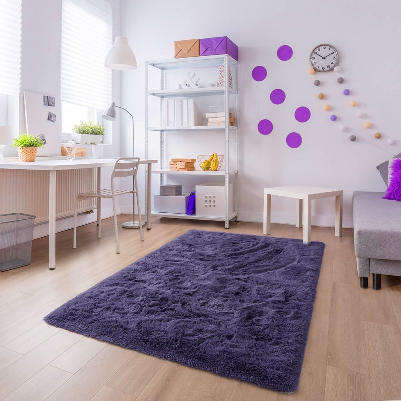 Noahas Fluffy 4x6 Taro Purple Rugs for Bedroom Girls,Shaggy Kids Rug,Thick Shag Throw Floor Carpet,Soft Non-Slip Dorm Nursery Area Rugs for Living Room Home Decor - Image 5